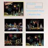 Kratzbild-Set - 20×14cm Weltsehenswürdigkeiten